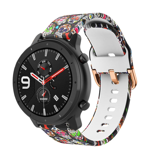 20mm Samsung Galaxy Watch Strap/Band | Skulls Patterned Silicone Strap/Band