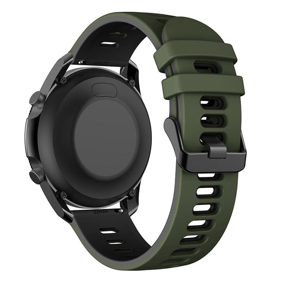 20mm Samsung Galaxy Watch Strap/Band | Army Green/Black Breathable Silicone Strap/Band