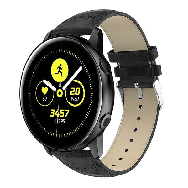 20mm Samsung Galaxy Watch Strap/Band | Black Smooth Leather Strap/Band