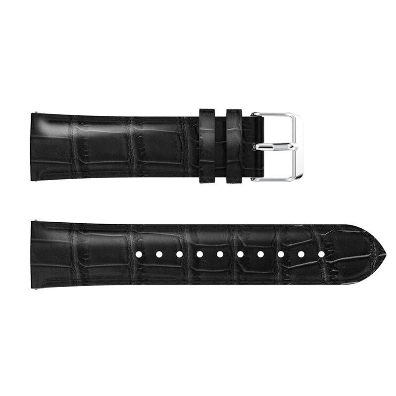 20mm Samsung Galaxy Watch Strap/Band | Black Smooth Leather Strap/Band