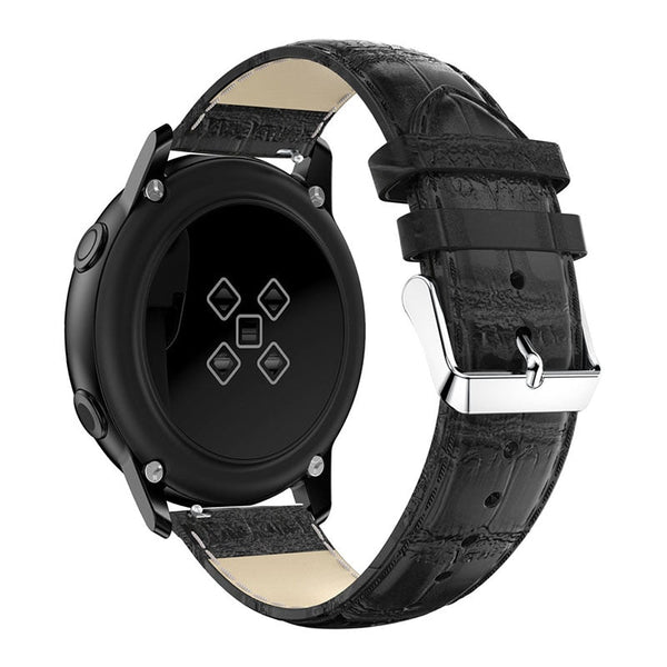 20mm Samsung Galaxy Watch Strap/Band | Black Smooth Leather Strap/Band
