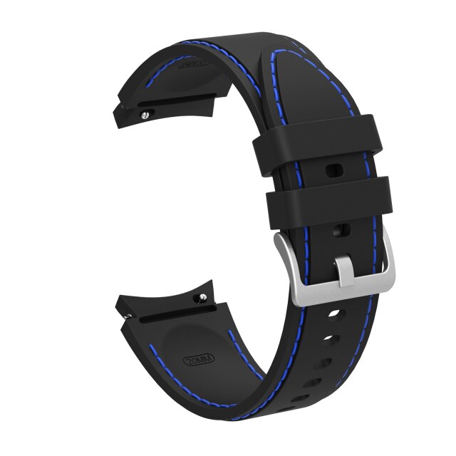 20mm Samsung Galaxy Watch Strap/Band | Black/Blue Silicone Stitched Strap/Band