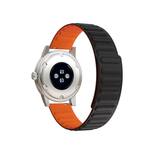 20mm Samsung Galaxy Watch Strap/Band | Black/Orange Silicone Link Strap/Band