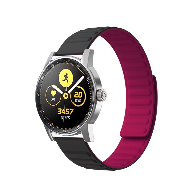20mm Samsung Galaxy Watch Strap/Band | Black/Purple Silicone Link Strap/Band