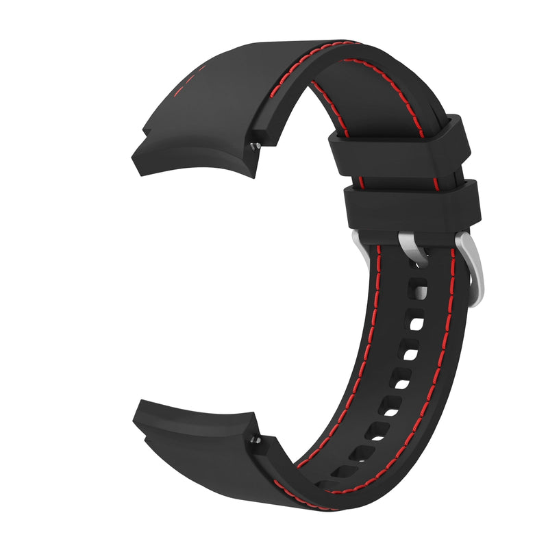 20mm Samsung Galaxy Watch Strap/Band | Black/Red Silicone Stitched Strap/Band