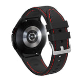 20mm Samsung Galaxy Watch Strap/Band | Black/Red Silicone Stitched Strap/Band