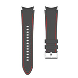 20mm Samsung Galaxy Watch Strap/Band | Black/Red Silicone Stitched Strap/Band