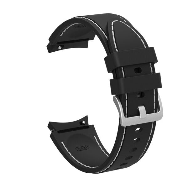 20mm Samsung Galaxy Watch Strap/Band | Black/White Silicone Stitched Strap/Band