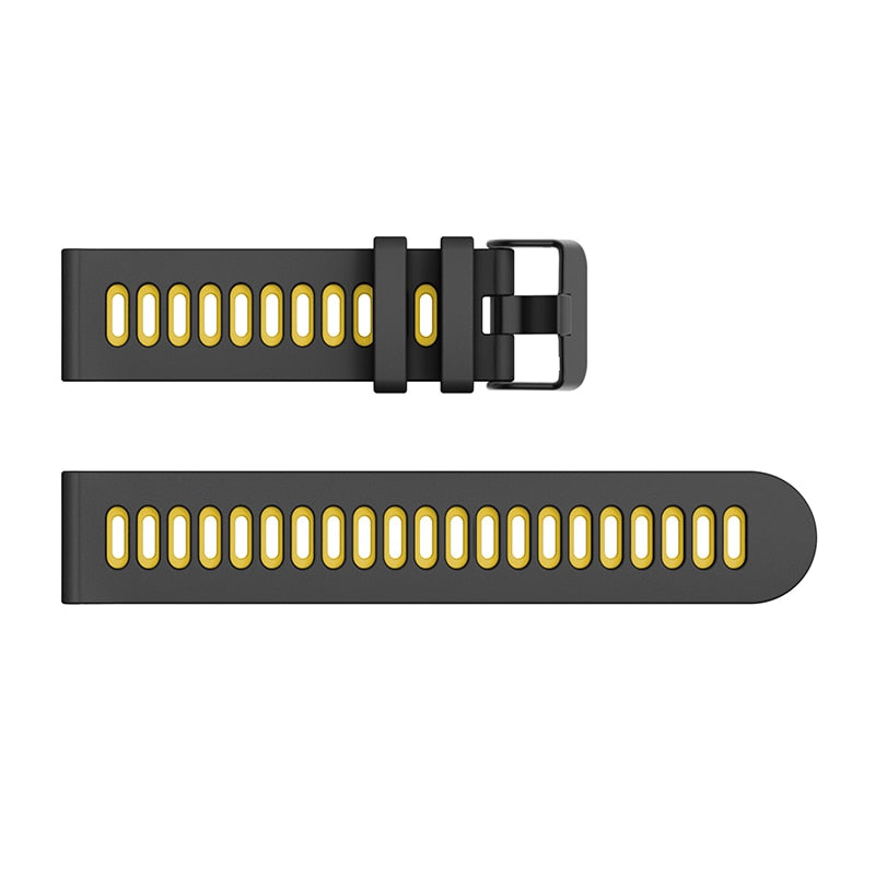 20mm Samsung Galaxy Watch Strap/Band | Black/Yellow Breathable Silicone Strap/Band