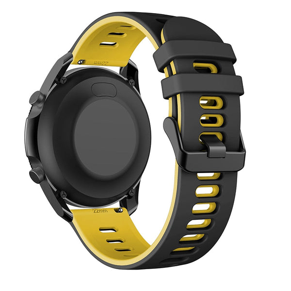 20mm Samsung Galaxy Watch Strap/Band | Black/Yellow Breathable Silicone Strap/Band