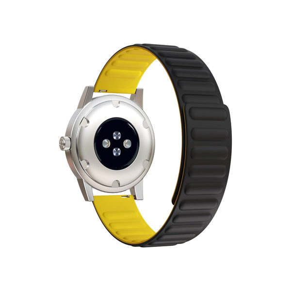 20mm Samsung Galaxy Watch Strap/Band | Black/Yellow Silicone Link Strap/Band