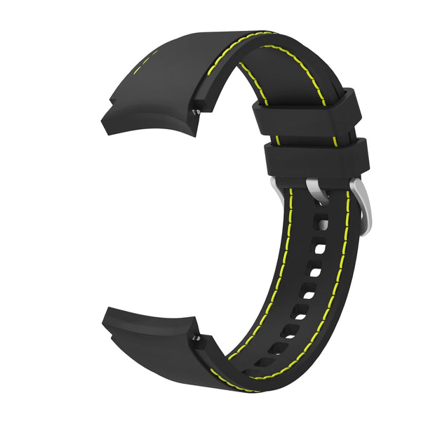 20mm Samsung Galaxy Watch Strap/Band | Black/Yellow Silicone Stitched Strap/Band