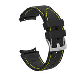 20mm Samsung Galaxy Watch Strap/Band | Black/Yellow Silicone Stitched Strap/Band