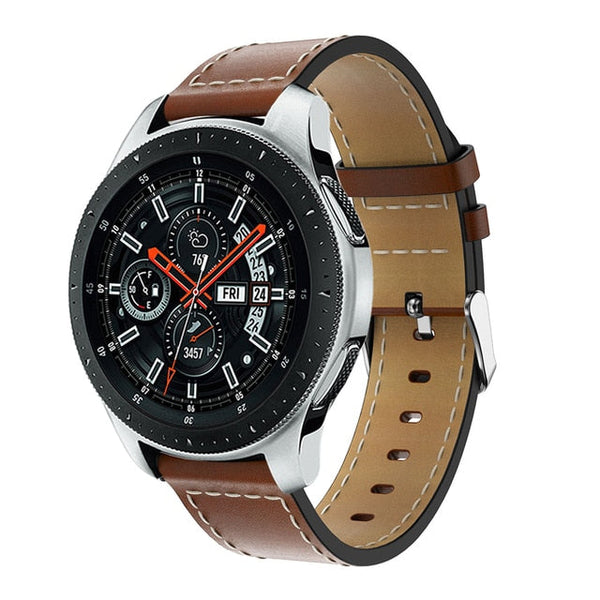 20mm Samsung Galaxy Watch Strap/Band | Brown Stitched Leather Strap/Band