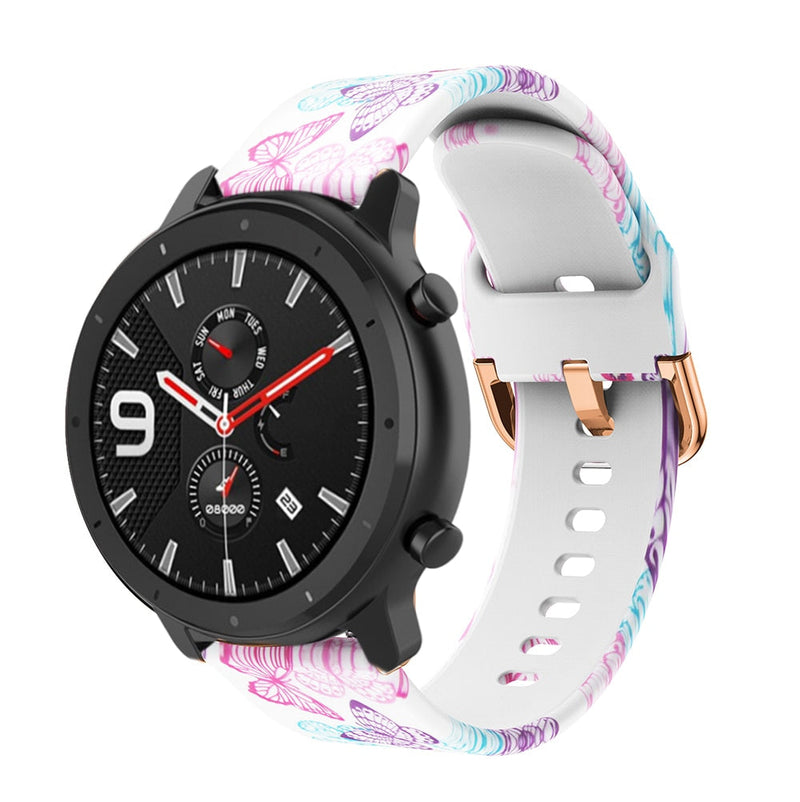 20mm Samsung Galaxy Watch Strap/Band | Butterflies Patterned Silicone Strap/Band