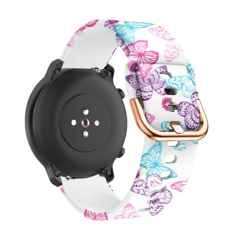 20mm Samsung Galaxy Watch Strap/Band | Butterflies Patterned Silicone Strap/Band