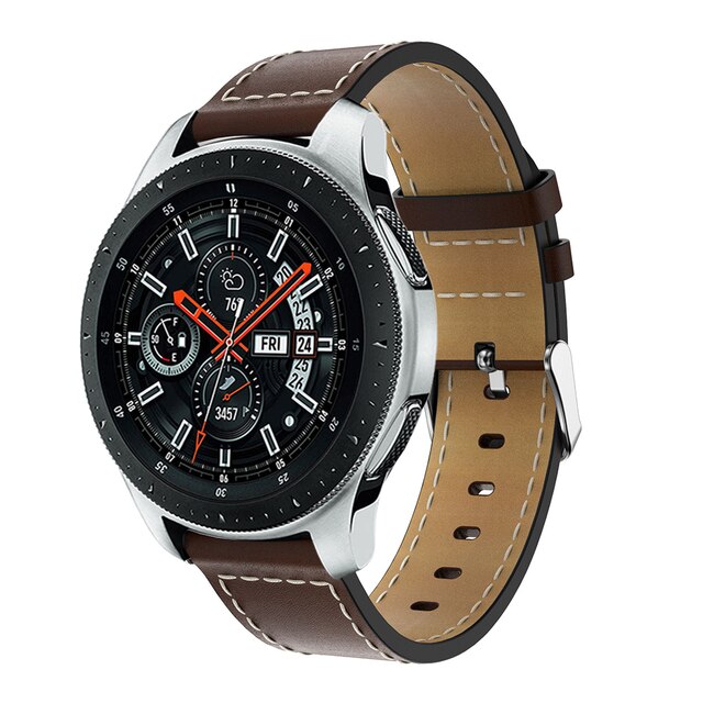 20mm Samsung Galaxy Watch Strap/Band | Coffee Stitched Leather Strap/Band