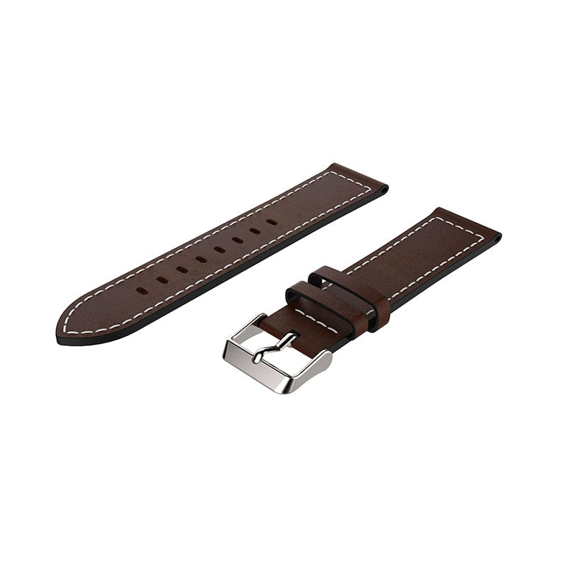 20mm Samsung Galaxy Watch Strap/Band | Coffee Stitched Leather Strap/Band