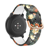 20mm Samsung Galaxy Watch Strap/Band | Dark Flowers Patterned Silicone Strap/Band