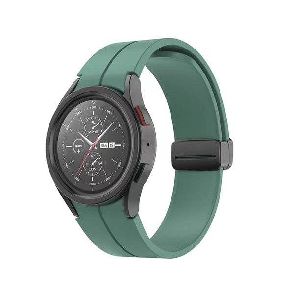 20mm Samsung Galaxy Watch Strap/Band | Dark Green Plain Silicone Strap/Band (Black Connector)