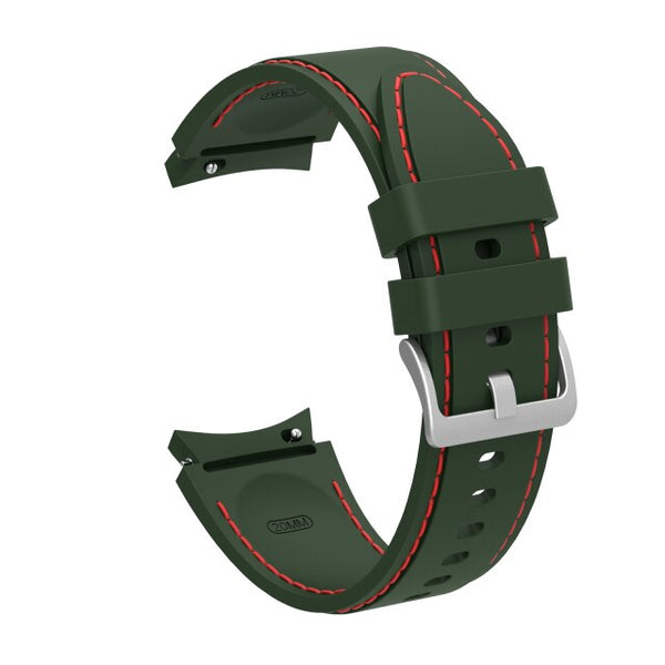 20mm Samsung Galaxy Watch Strap/Band | Green/Red Silicone Stitched Strap/Band