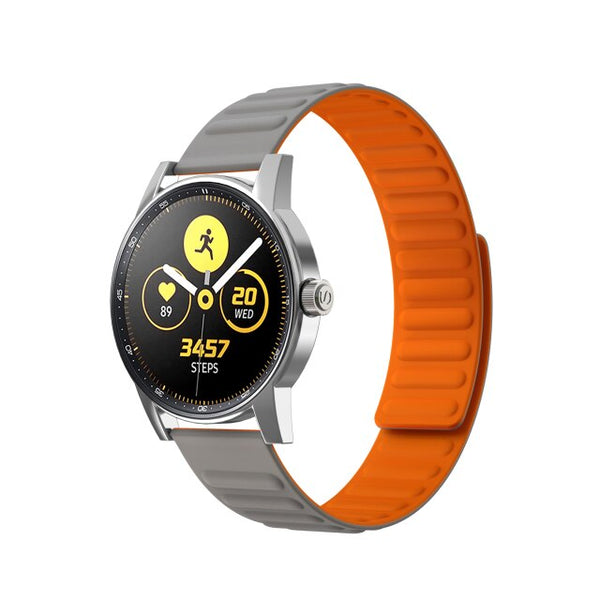 20mm Samsung Galaxy Watch Strap/Band | Grey/Orange Silicone Link Strap/Band