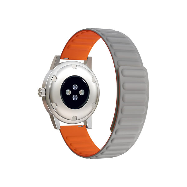 20mm Samsung Galaxy Watch Strap/Band | Grey/Orange Silicone Link Strap/Band