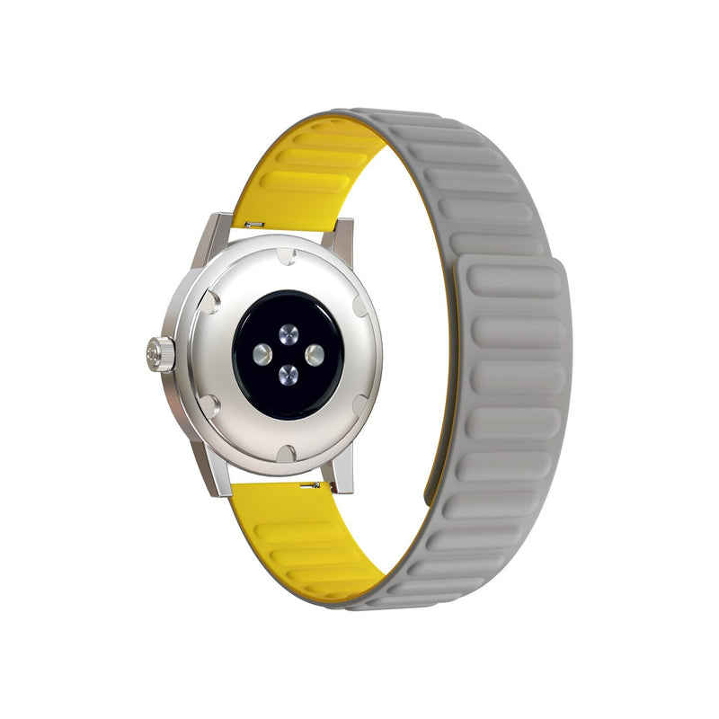 20mm Samsung Galaxy Watch Strap/Band | Grey/Yellow Silicone Link Strap/Band
