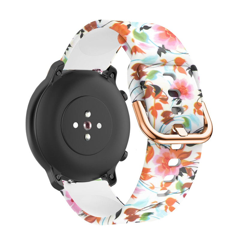 20mm Samsung Galaxy Watch Strap/Band | Light Flowers Patterned Silicone Strap/Band