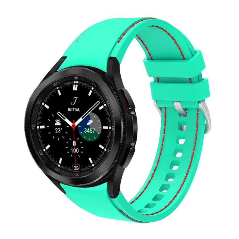 20mm Samsung Galaxy Watch Strap/Band | Light Green/Red Silicone Stitched Strap/Band