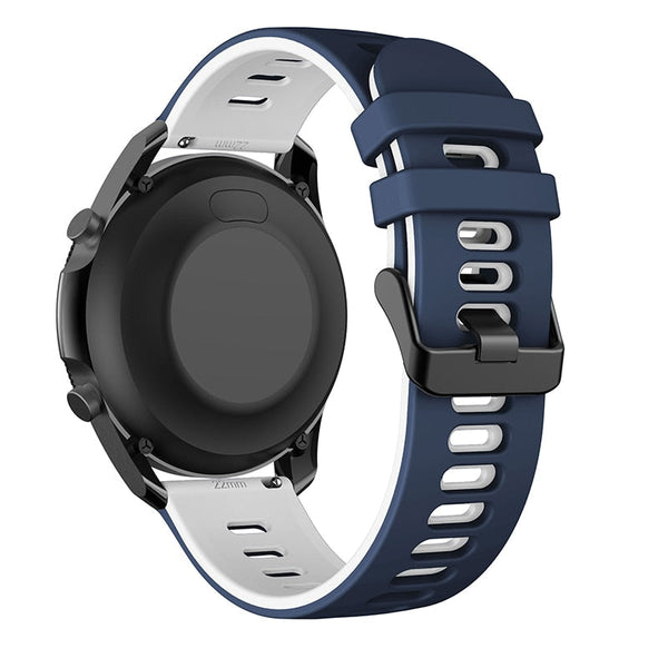 20mm Samsung Galaxy Watch Strap/Band | Midnight Blue/White Breathable Silicone Strap/Band