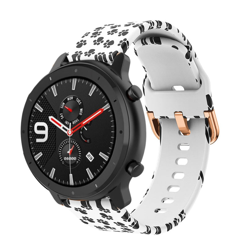 20mm Samsung Galaxy Watch Strap/Band | Paw Prints Patterned Silicone Strap/Band