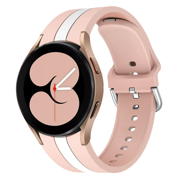 20mm Samsung Galaxy Watch Strap/Band | Pink/White Racing Stripe Silicone Strap/Band