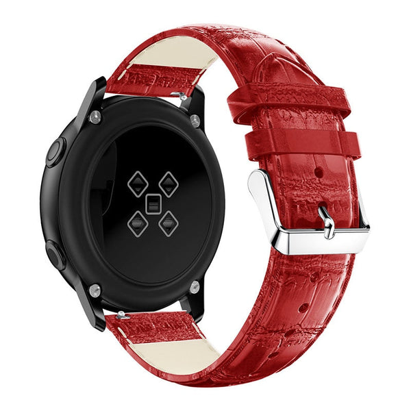 20mm Samsung Galaxy Watch Strap/Band | Red Smooth Leather Strap/Band