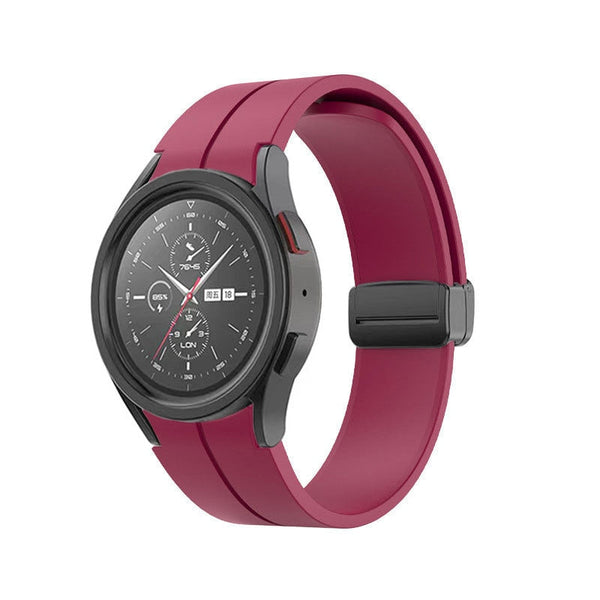 20mm Samsung Galaxy Watch Strap/Band | Red Wine Plain Silicone Strap/Band (Black Connector)