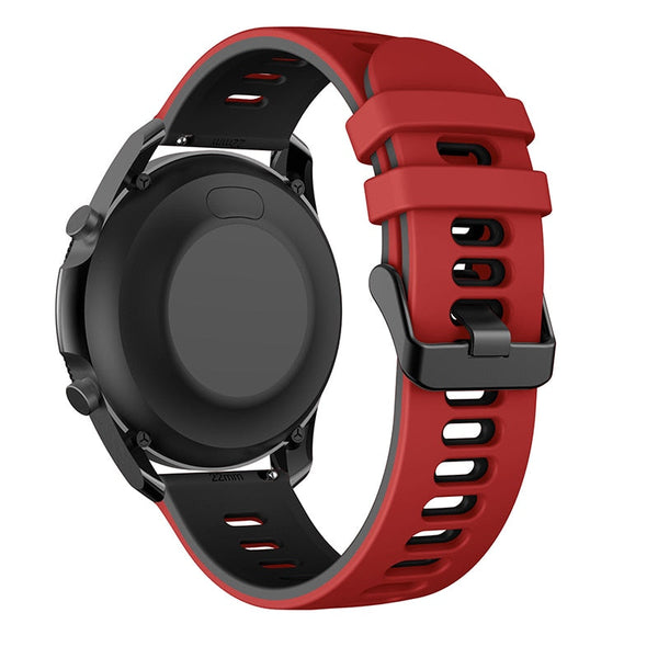 20mm Samsung Galaxy Watch Strap/Band | Red/Black Breathable Silicone Strap/Band