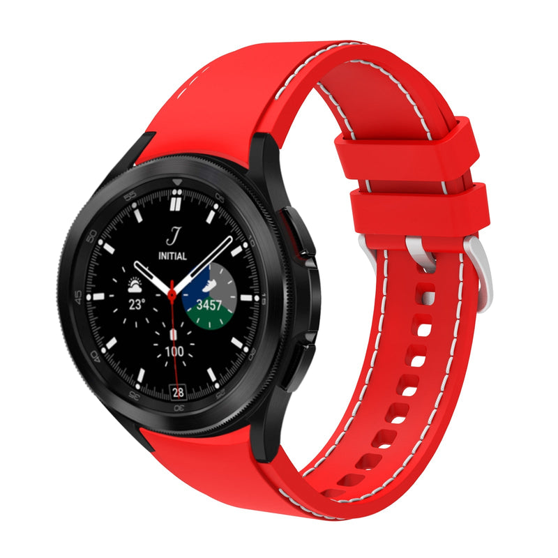 20mm Samsung Galaxy Watch Strap/Band | Red/White Silicone Stitched Strap/Band