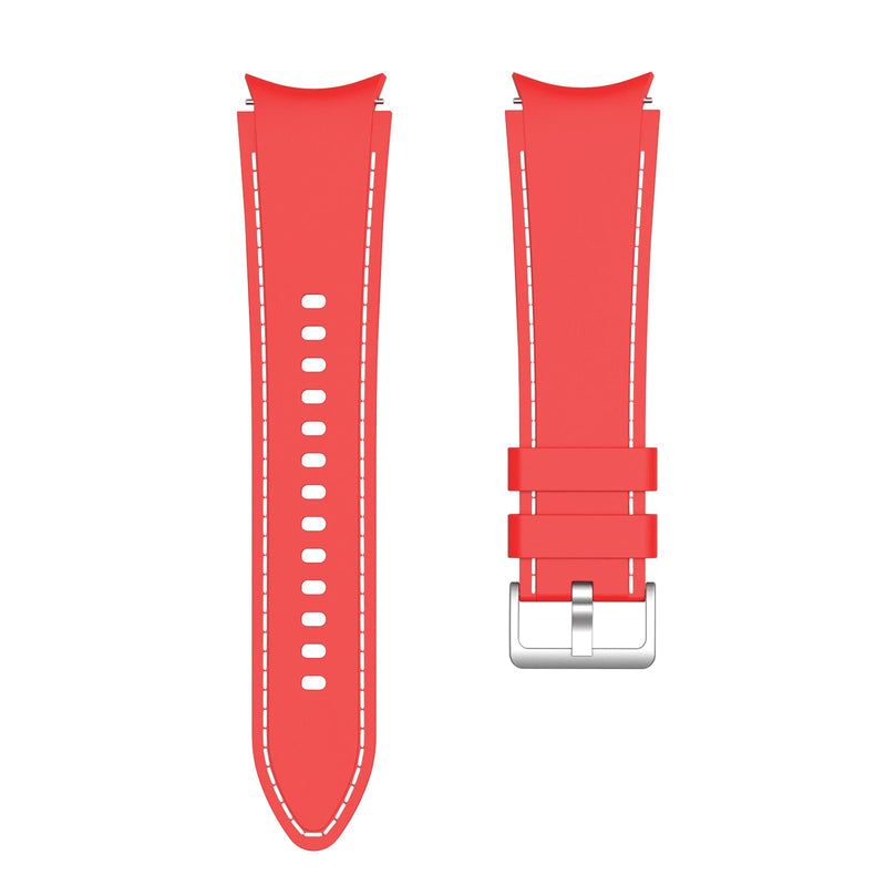 20mm Samsung Galaxy Watch Strap/Band | Red/White Silicone Stitched Strap/Band