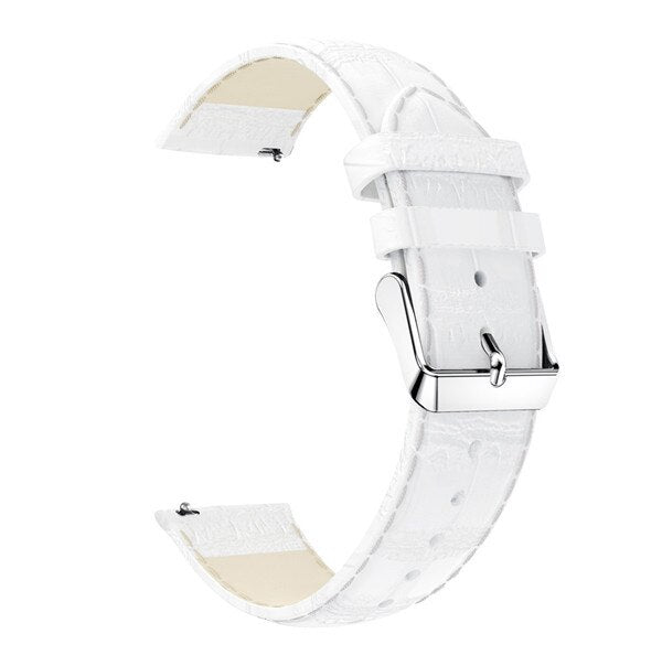 20mm Samsung Galaxy Watch Strap/Band | White Smooth Leather Strap/Band