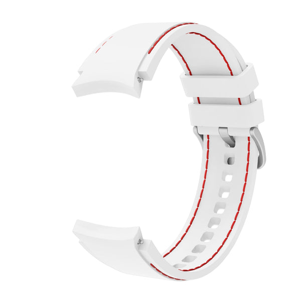 20mm Samsung Galaxy Watch Strap/Band | White/Red Silicone Stitched Strap/Band