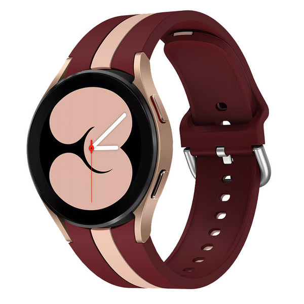 20mm Samsung Galaxy Watch Strap/Band | Wine Pink Racing Stripe Silicone Strap/Band