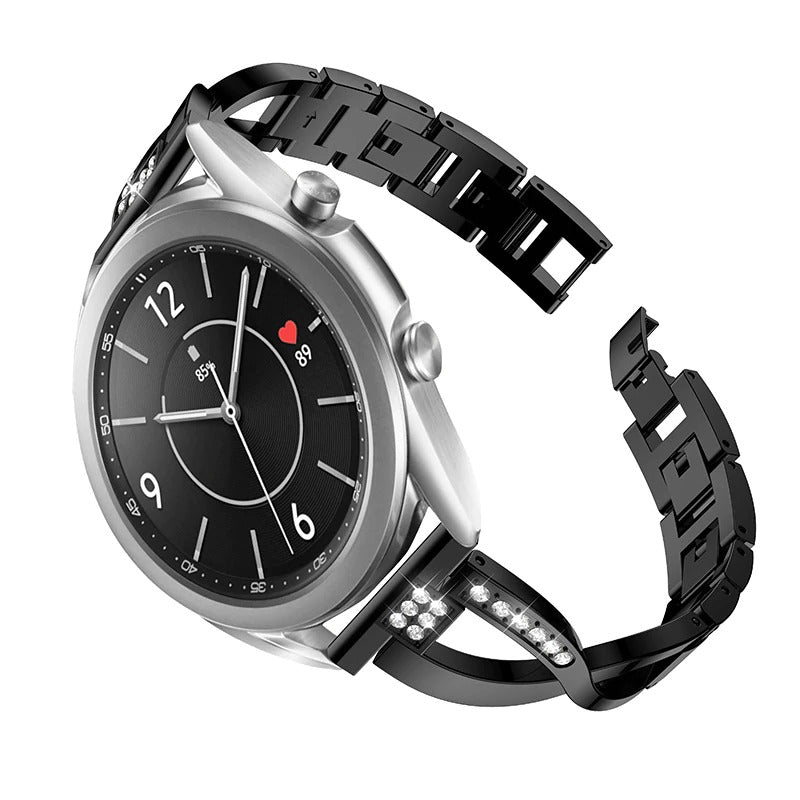 22mm Samsung Galaxy Watch Strap/Band | Black Glamorous Steel Strap/Band