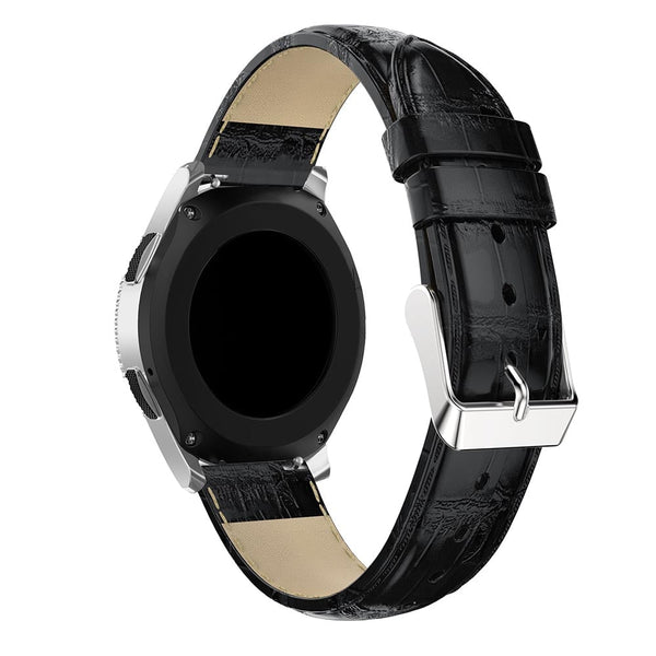 22mm Samsung Galaxy Watch Strap/Band | Black Smooth Leather Strap/Band