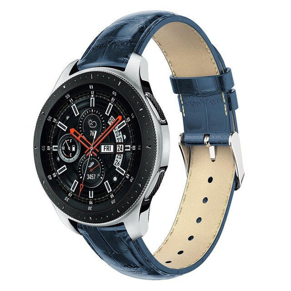 22mm Samsung Galaxy Watch Strap/Band | Blue Smooth Leather Strap/Band