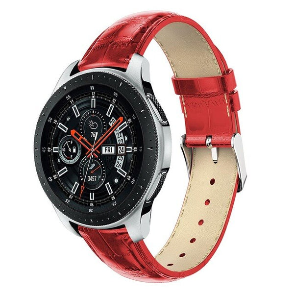22mm Samsung Galaxy Watch Strap/Band | Red Smooth Leather Strap/Band