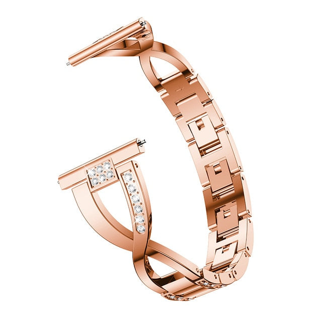 22mm Samsung Galaxy Watch Strap/Band | Rose Gold Glamorous Steel Strap/Band