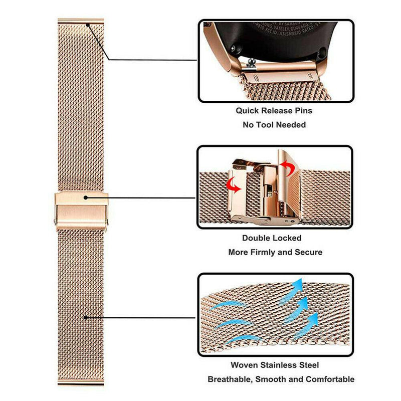 22mm Samsung Galaxy Watch Strap/Band | Rose Gold Milanese Strap/Band