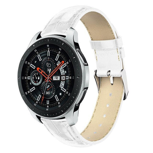 22mm Samsung Galaxy Watch Strap/Band | White Smooth Leather Strap/Band