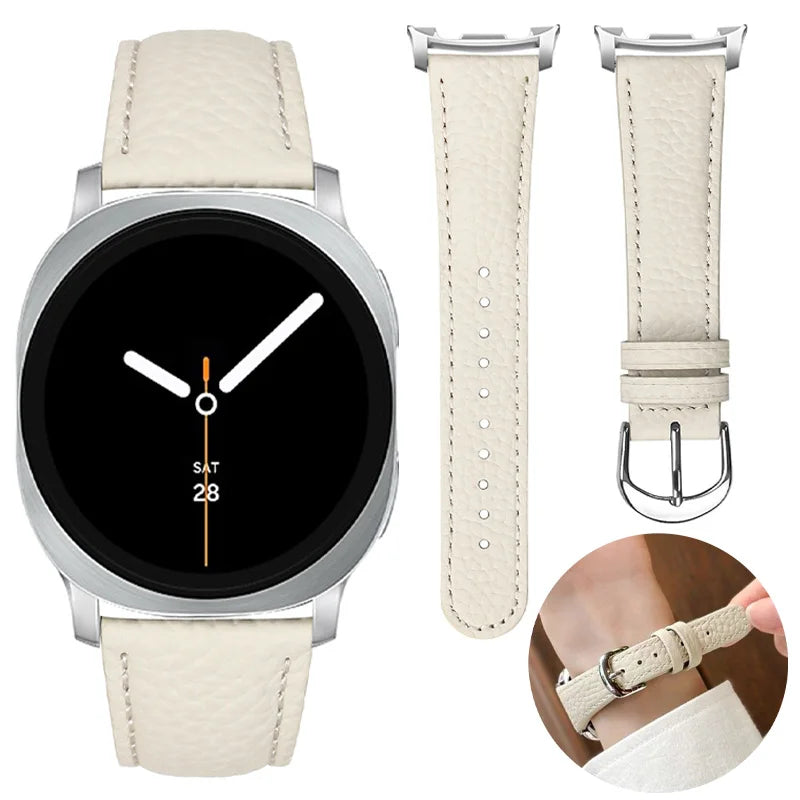 White Leather Samsung Galaxy Watch 8 Strap | For 40mm/42mm/46mm Models