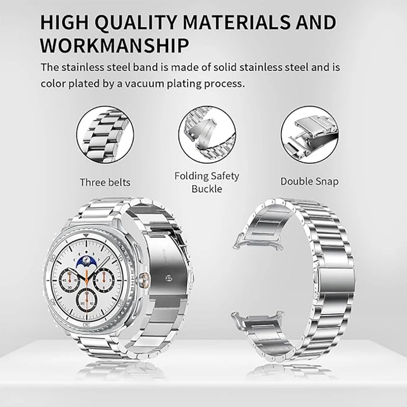 Silver Metal Samsung Galaxy Watch 8 Strap | For 40mm/42mm/46mm Models